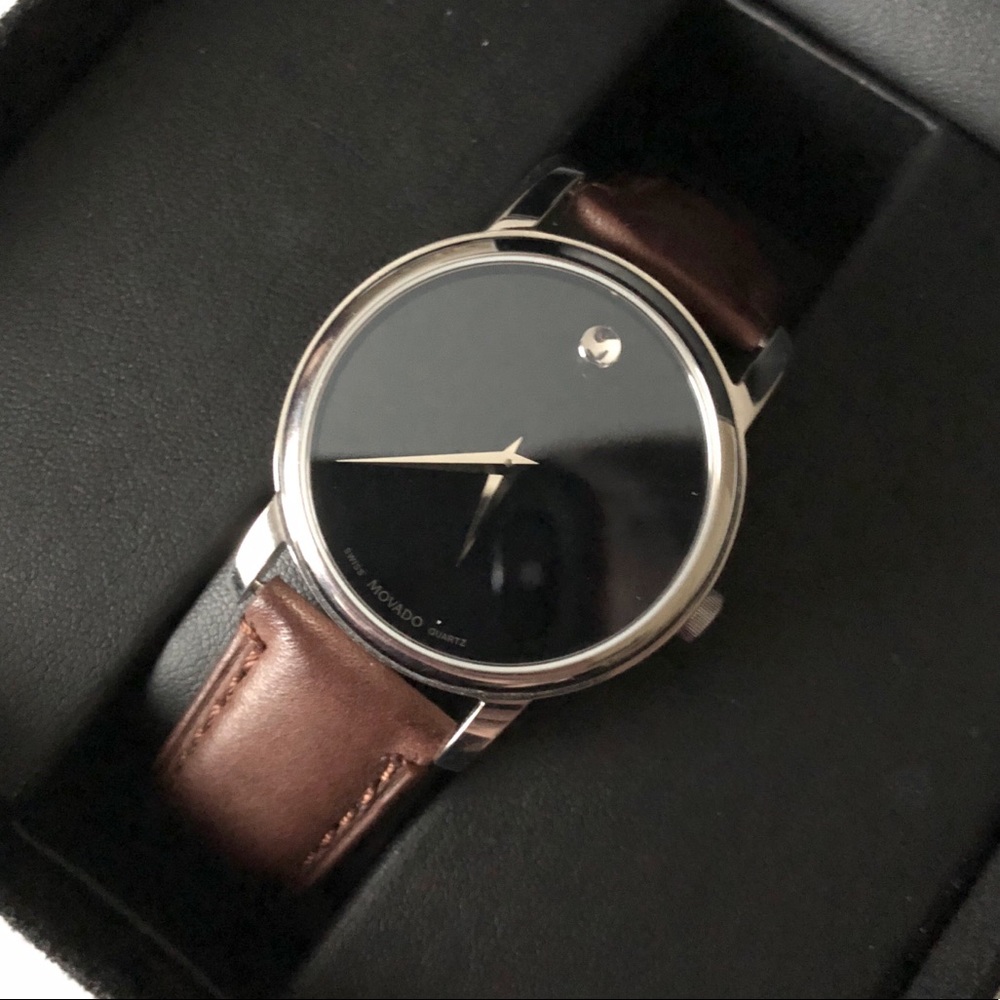 Movado Museum Leather Strap Watch